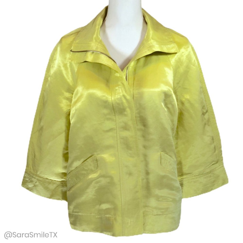 CHARTER CLUB Shiny Lime Green Linen Spring Jacket